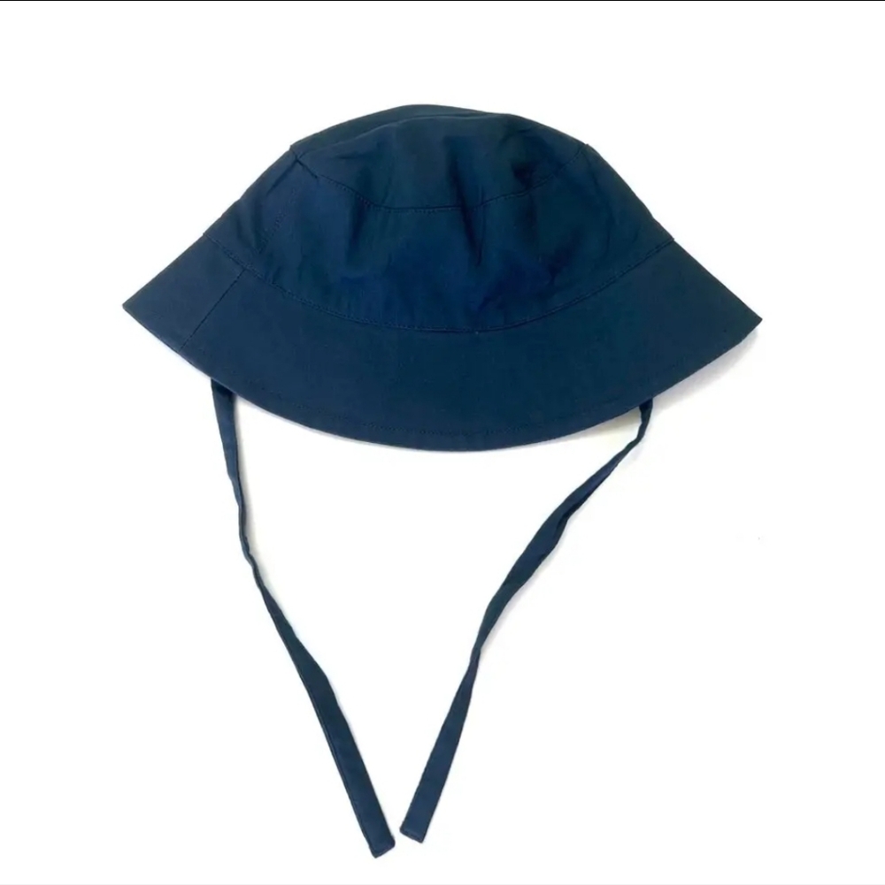 Kids Navy Sun Bucket Hat with Chin Ties